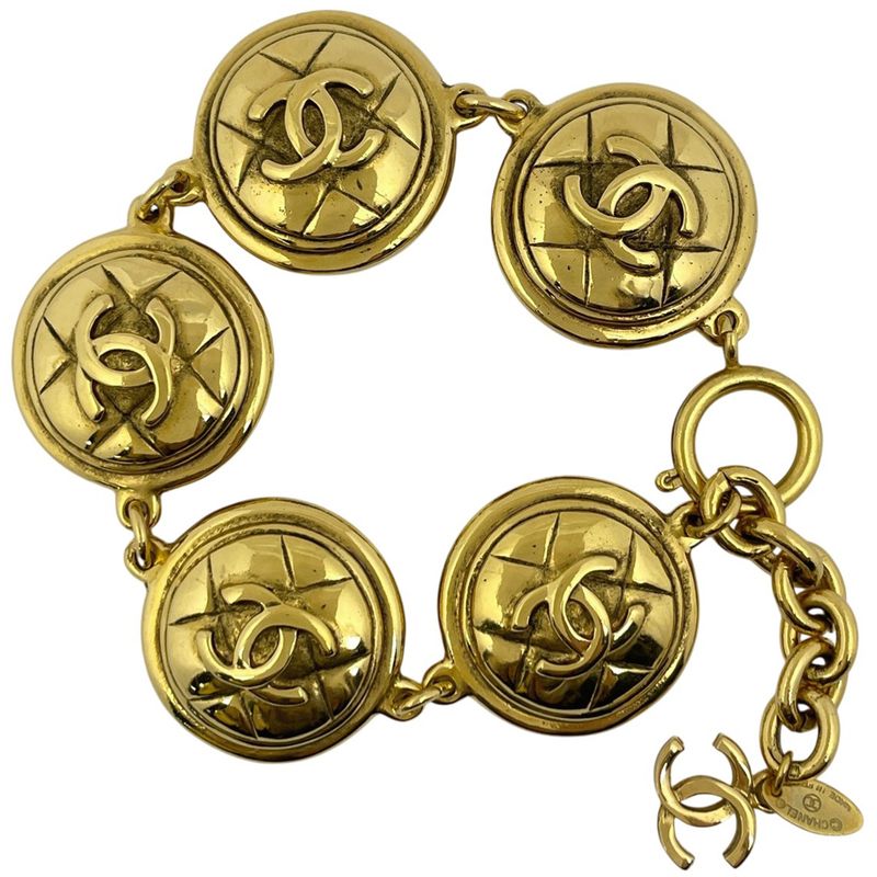 Chanel Coco Mark Bracelet Matelasse Bangle Bracelet GP Gold Ladies