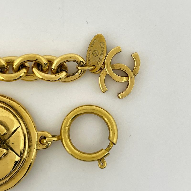 Chanel Coco Mark Bracelet Matelasse Bangle Bracelet GP Gold Ladies