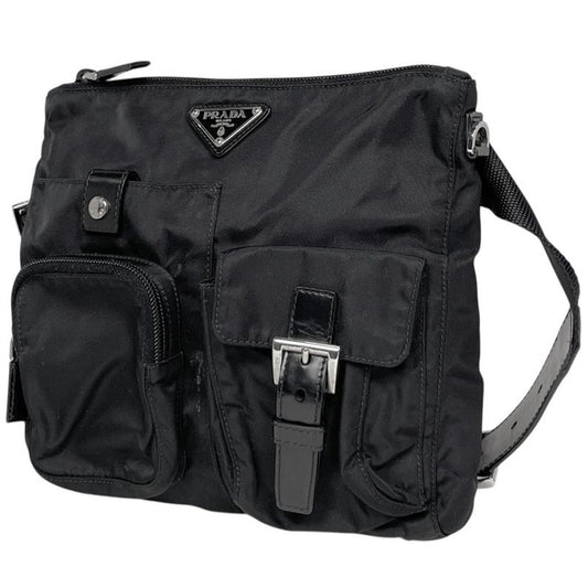 Prada Logo Plate Shoulder Bag Waist Bag Body Bag Nylon Nero (Black) Women