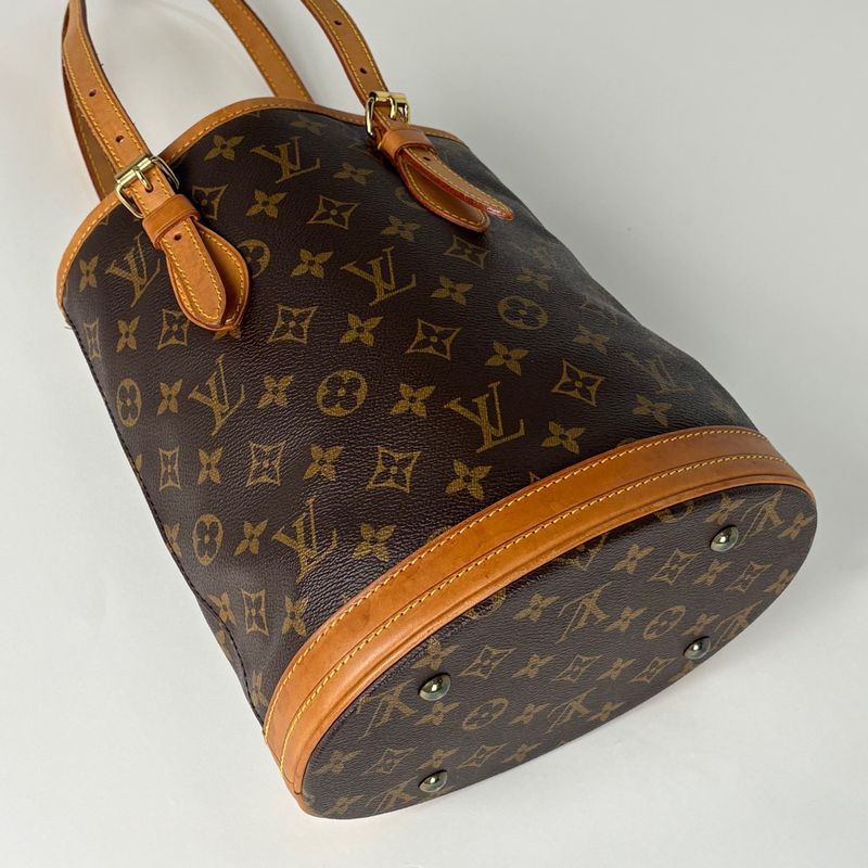 Louis Vuitton Petit Bucket PM Shoulder Bag Bucket Shape Tote Bag Monogram Brown