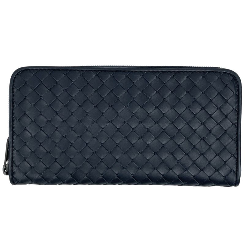 Bottega Veneta Veneta Intrecciato Round Zipper Round Zip Long Wallet Leather