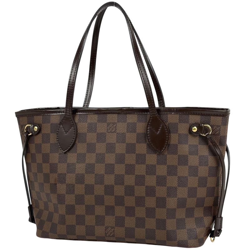 Louis Vuitton Neverfull PM Handbag Shopping Tote Bag Damier Brown N51109 Women
