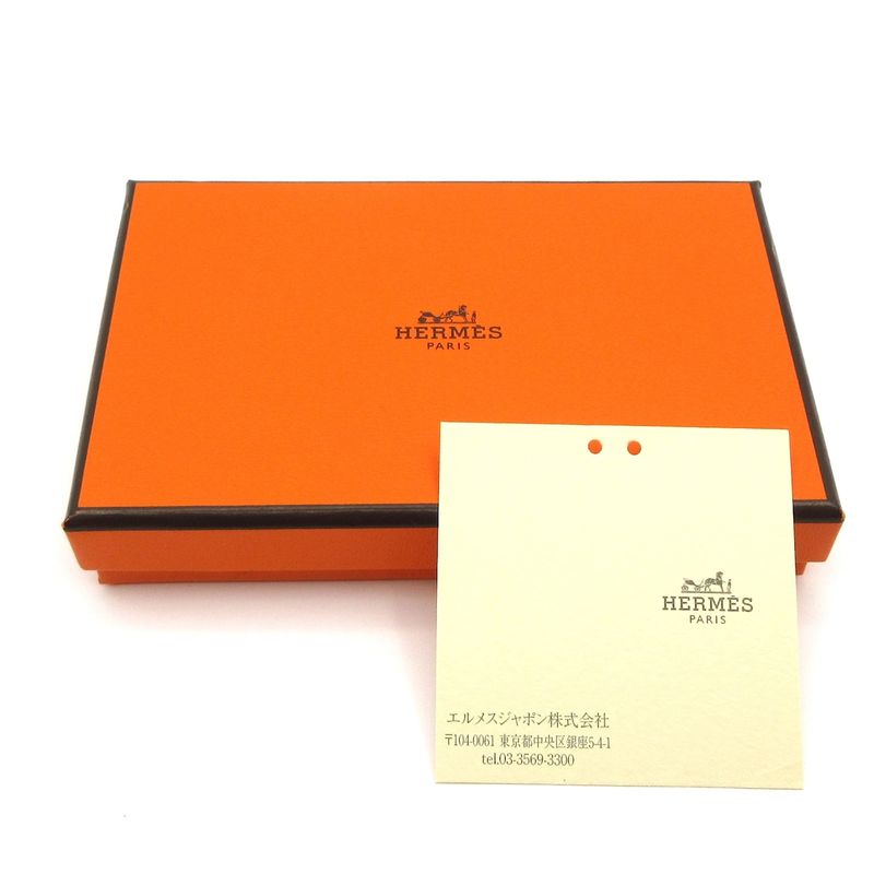 Hermes Coin Case Calvi Etoupe Silver Hardware