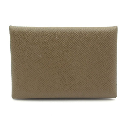 Hermes Coin Case Calvi Etoupe Silver Hardware