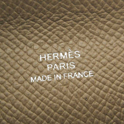 Hermes Coin Case Calvi Etoupe Silver Hardware