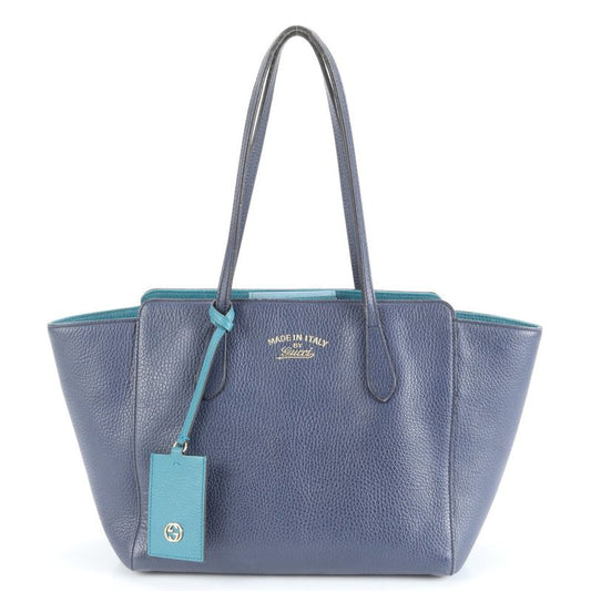 Gucci Swing Leather Tote Bag Shoulder Hand 354408 Navy Blue Women's ERE Cw19-7