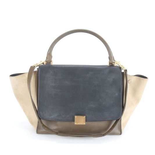 Celine Trapeze Medium Leather 2WAY Shoulder Bag Shoulder Tote Hand Gold