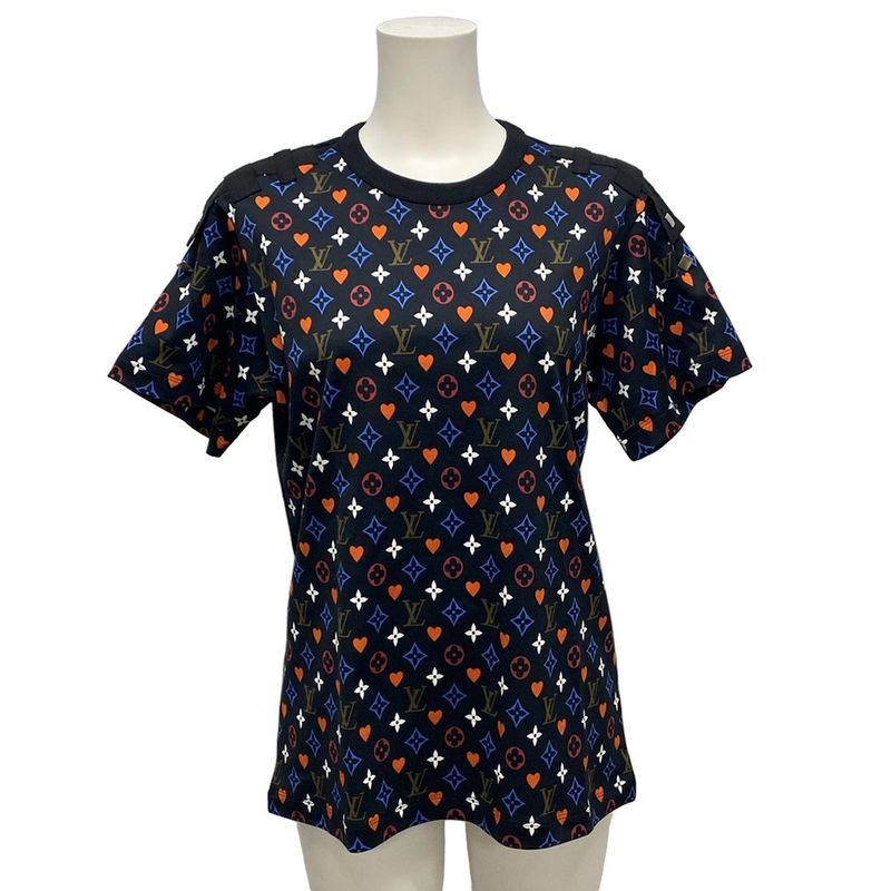 Louis Vuitton Short Sleeve T-shirt Size L Women's Game On Contrast Black And