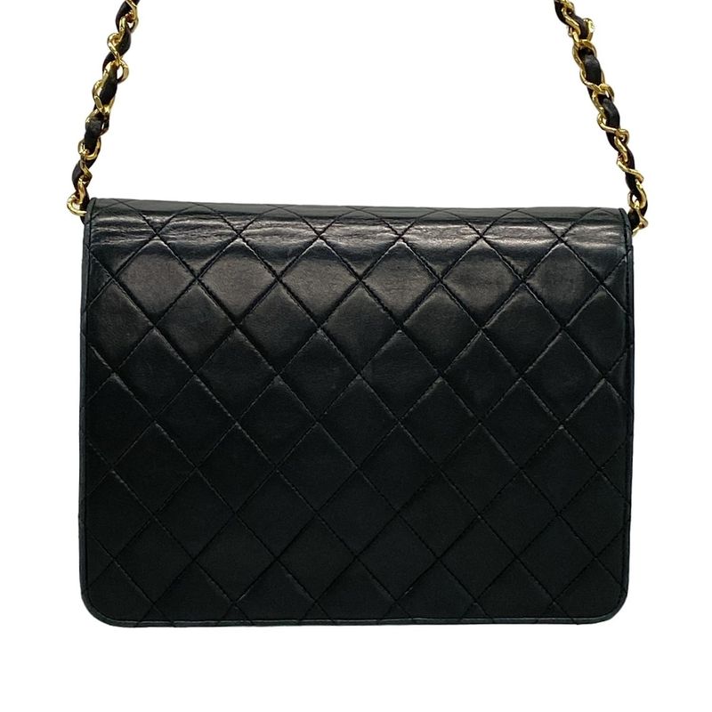 Chanel Shoulder Bag Matelasse Dark Navy Gold Hardware Chain Shoulder Push Lock