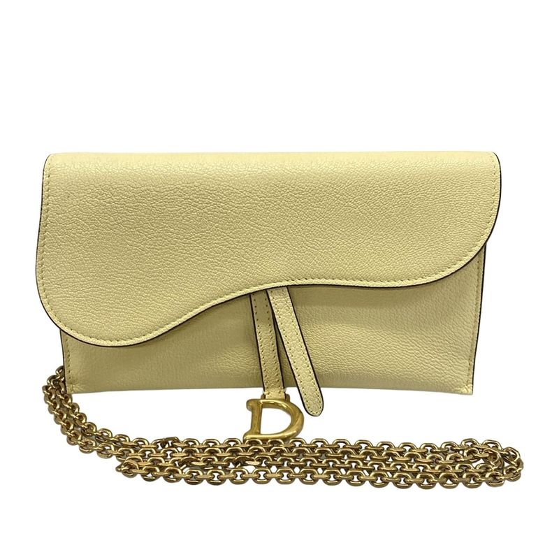 DIOR Christian Dior Wallet Saddle Wallet S5614cceh Light Yellow Chain Wallet