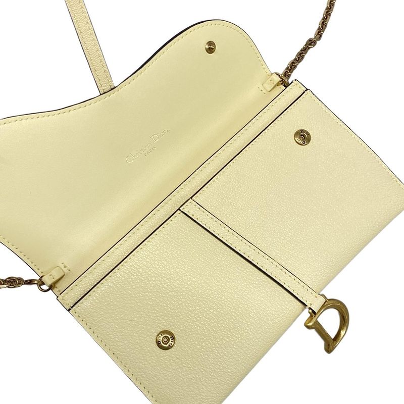 DIOR Christian Dior Wallet Saddle Wallet S5614cceh Light Yellow Chain Wallet
