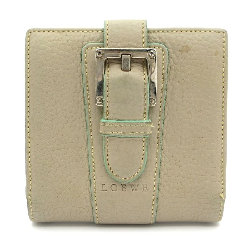 Loewe W Hook Wallet - Beige Leather