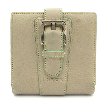Loewe W Hook Wallet - Beige Leather