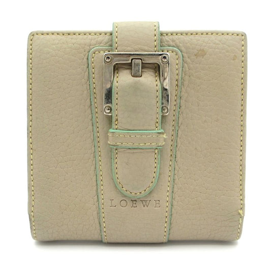 Loewe W Hook Wallet - Beige Leather