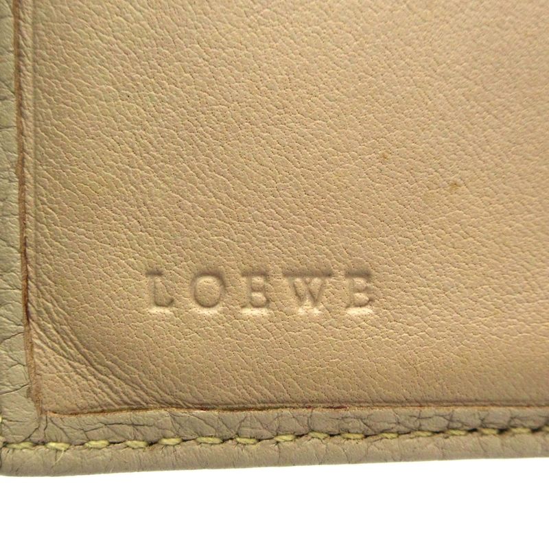 Loewe W Hook Wallet - Beige Leather