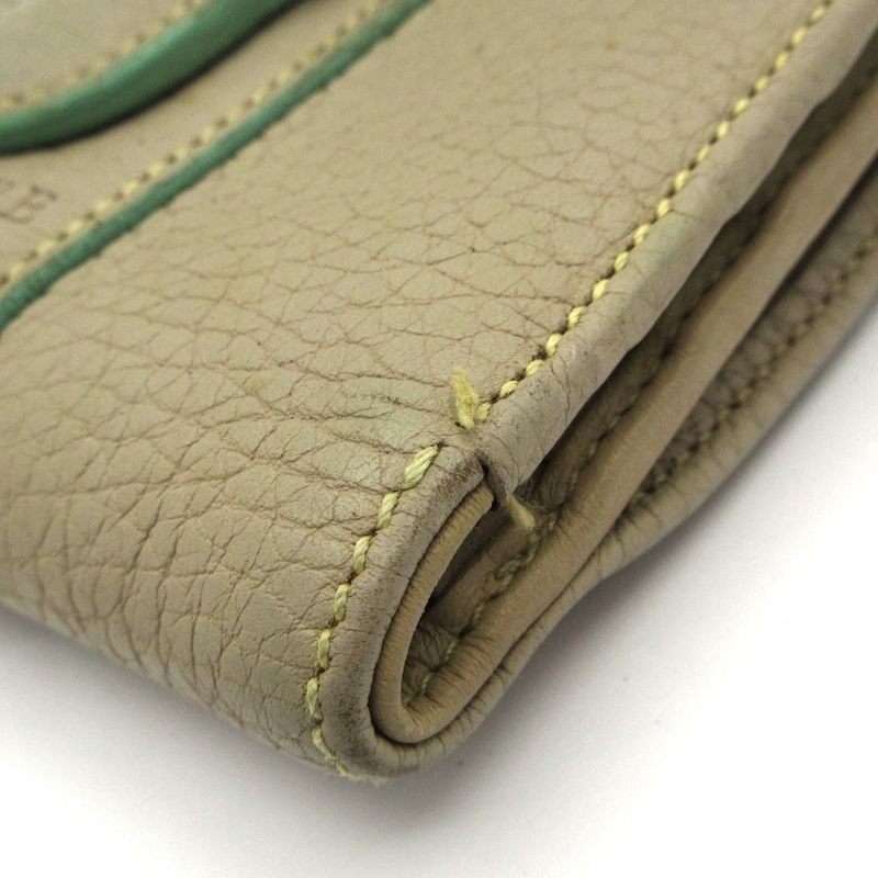 Loewe W Hook Wallet - Beige Leather