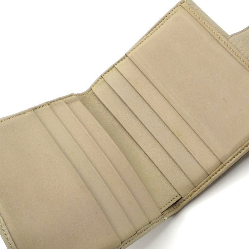 Loewe W Hook Wallet - Beige Leather