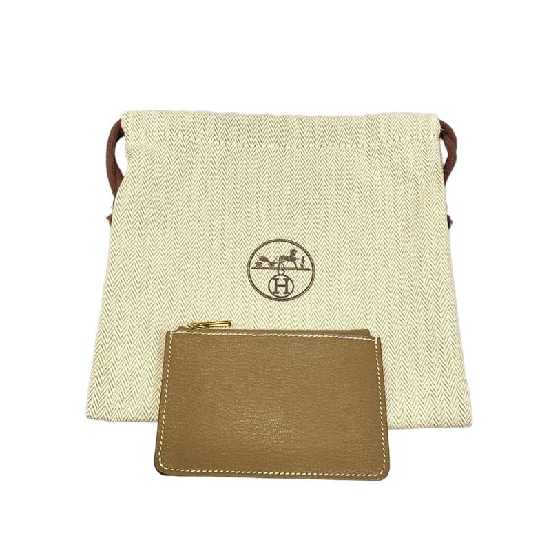 Hermes Wallet Luli Slim Etoupe Gold Hardware