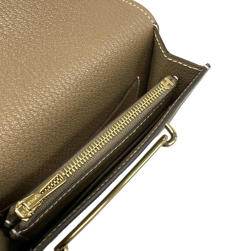 Hermes Wallet Luli Slim Etoupe Gold Hardware