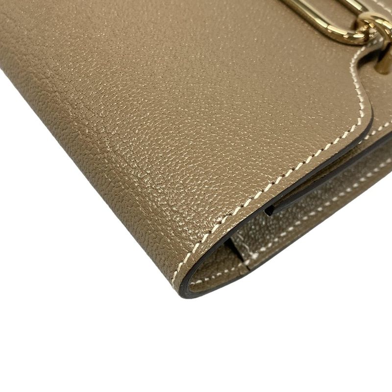Hermes Wallet Luli Slim Etoupe Gold Hardware