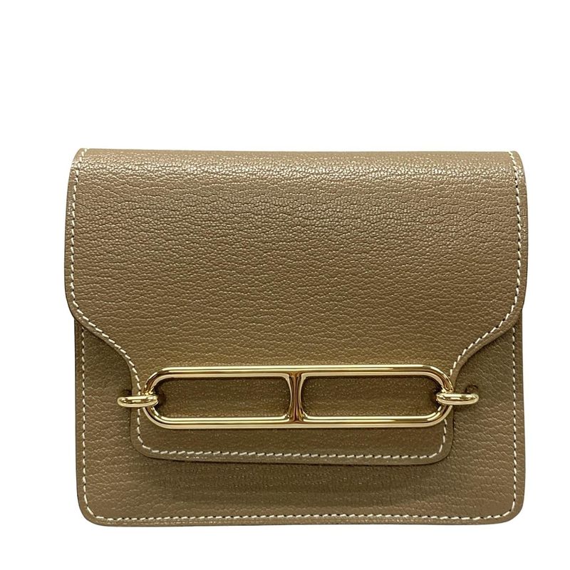 Hermes Wallet Luli Slim Etoupe Gold Hardware