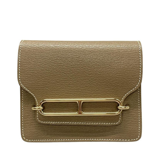Hermes Wallet Luli Slim Etoupe Gold Hardware