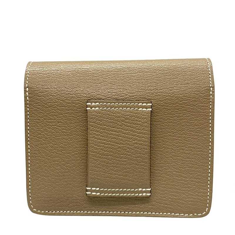 Hermes Wallet Luli Slim Etoupe Gold Hardware