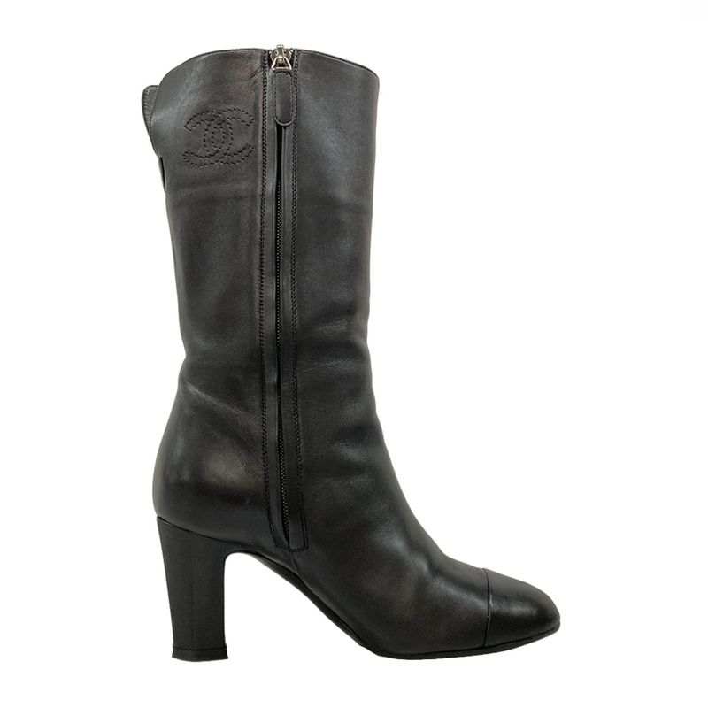 Chanel Boots 36C - G28000 Black Middle Length Outsole Replaced Coco-mark