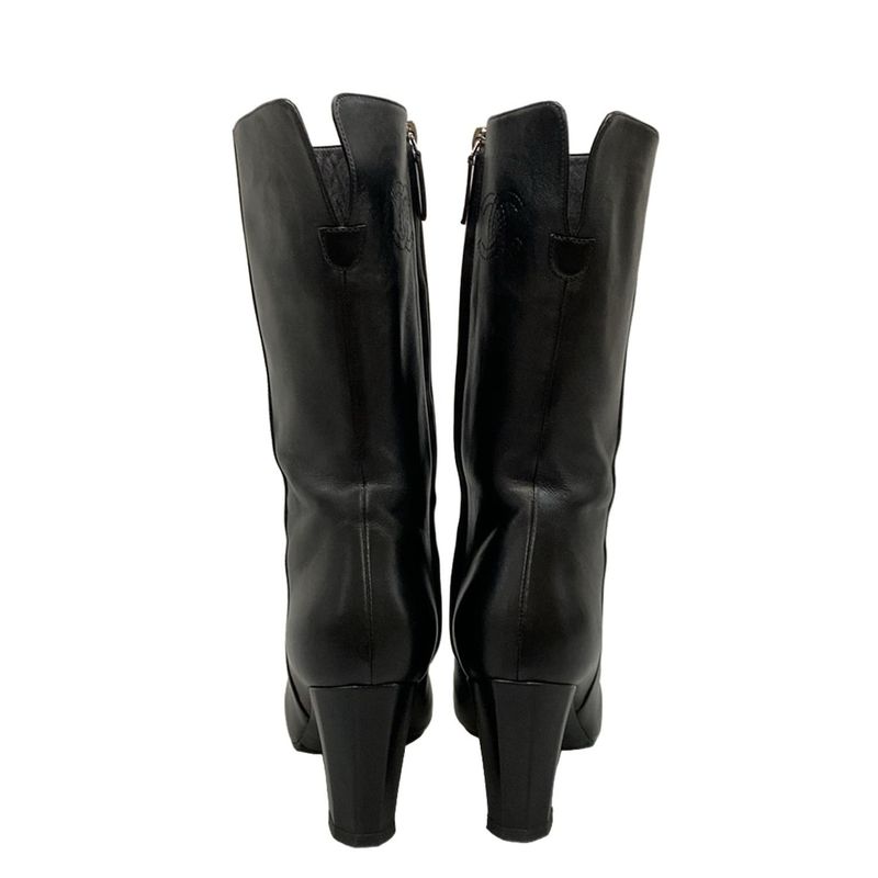 Chanel Boots 36C - G28000 Black Middle Length Outsole Replaced Coco-mark