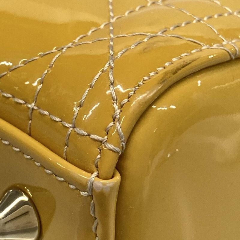 DIOR Christian Dior Handbag Lady Dior Medium Bag Yellow Leather