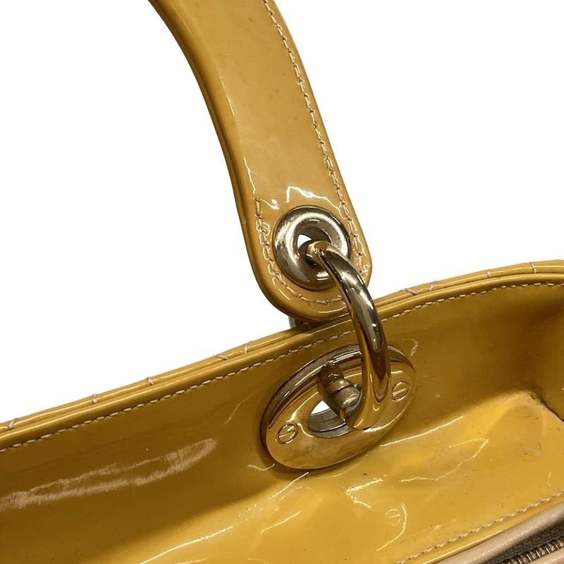 DIOR Christian Dior Handbag Lady Dior Medium Bag Yellow Leather