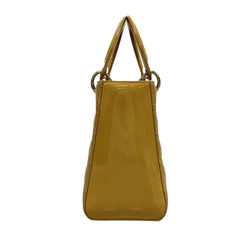 DIOR Christian Dior Handbag Lady Dior Medium Bag Yellow Leather
