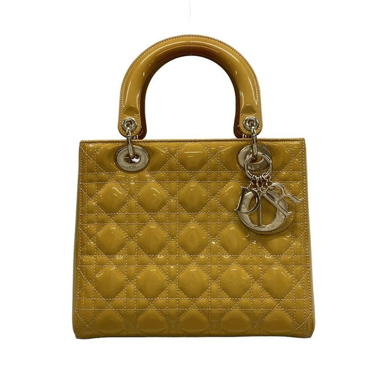 DIOR Christian Dior Handbag Lady Dior Medium Bag Yellow Leather
