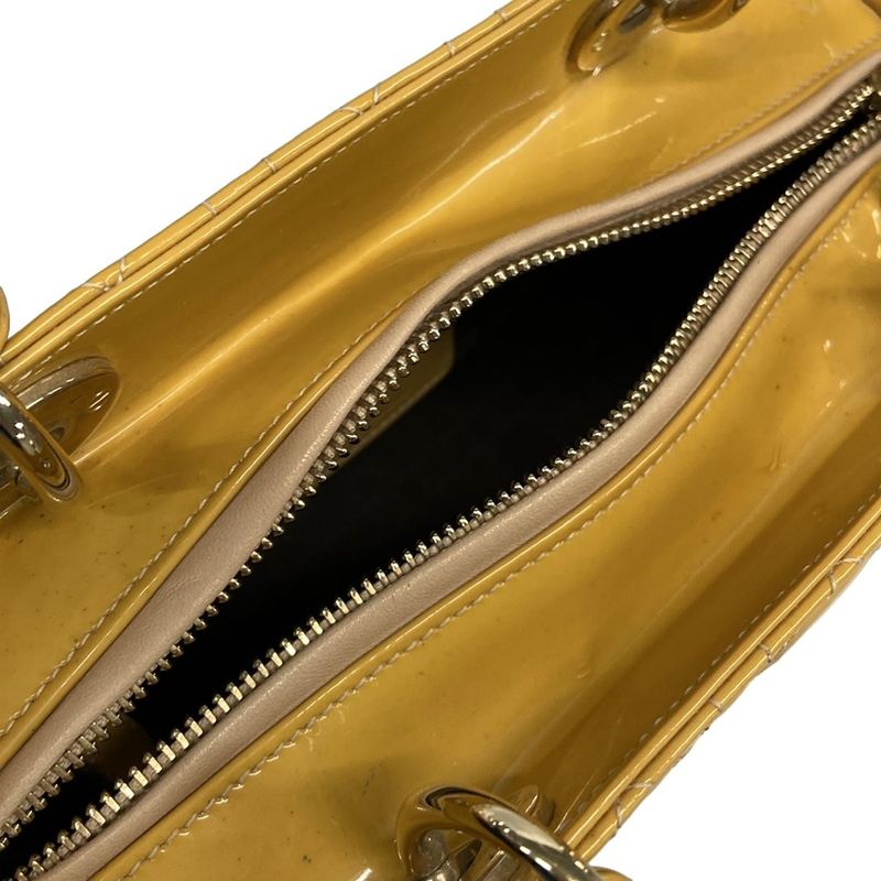 DIOR Christian Dior Handbag Lady Dior Medium Bag Yellow Leather