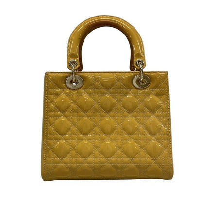 DIOR Christian Dior Handbag Lady Dior Medium Bag Yellow Leather