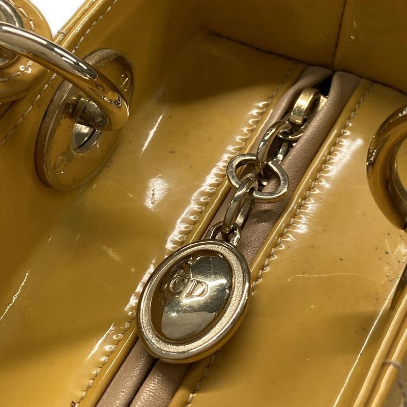 DIOR Christian Dior Handbag Lady Dior Medium Bag Yellow Leather