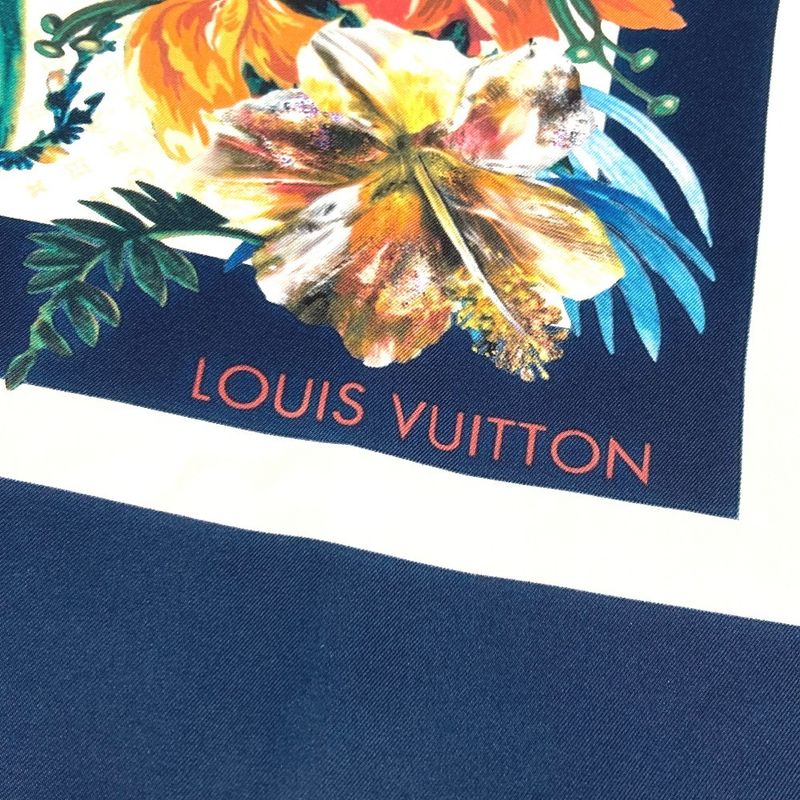 Louis Vuitton Scarf Carre 70 LV Bouquet M77975 Silk Navy