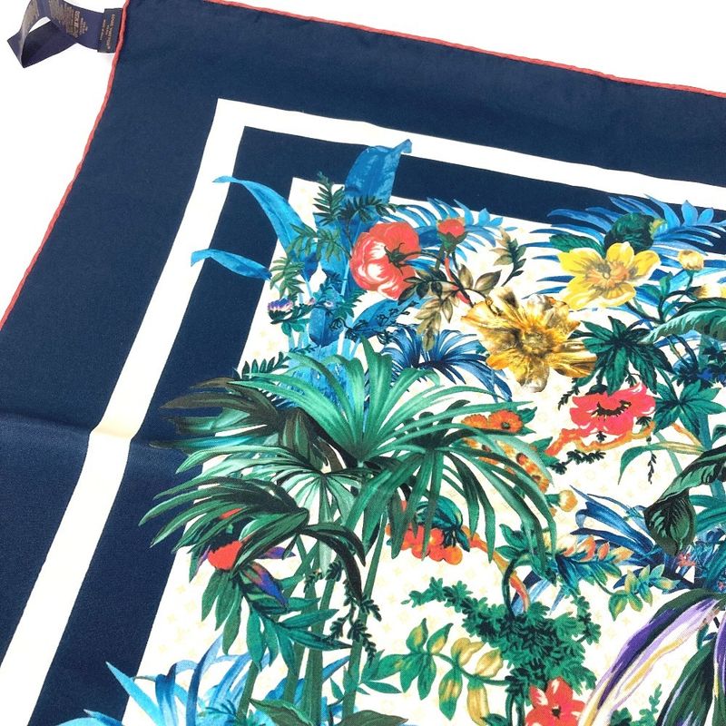 Louis Vuitton Scarf Carre 70 LV Bouquet M77975 Silk Navy