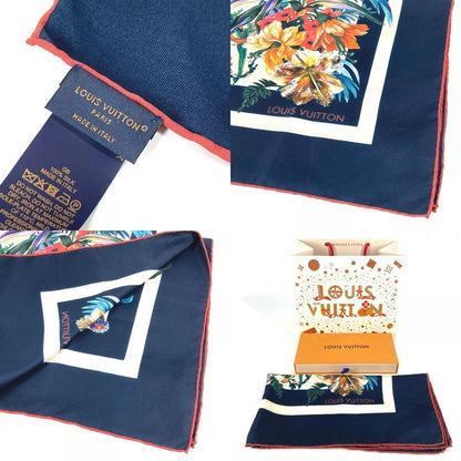 Louis Vuitton Scarf Carre 70 LV Bouquet M77975 Silk Navy