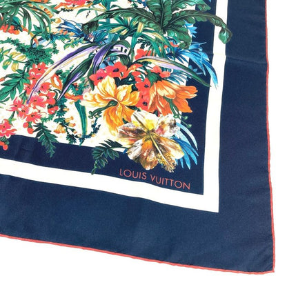 Louis Vuitton Scarf Carre 70 LV Bouquet M77975 Silk Navy