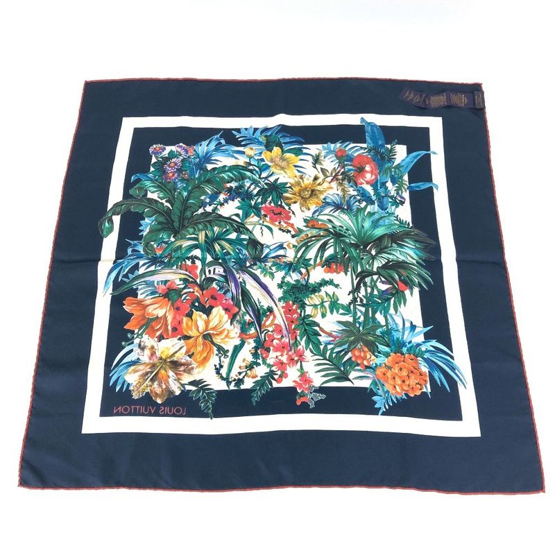Louis Vuitton Scarf Carre 70 LV Bouquet M77975 Silk Navy