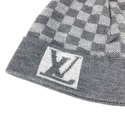 Louis Vuitton Knit Cap Bonnet Petit Damier M70606 Wool Gray