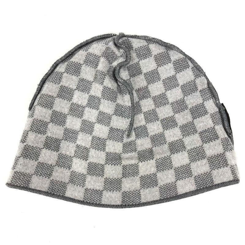 Louis Vuitton Knit Cap Bonnet Petit Damier M70606 Wool Gray