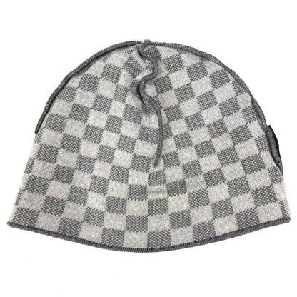 Louis Vuitton Knit Cap Bonnet Petit Damier M70606 Wool Gray