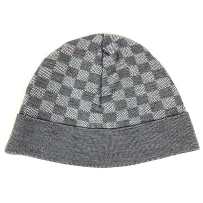 Louis Vuitton Knit Cap Bonnet Petit Damier M70606 Wool Gray