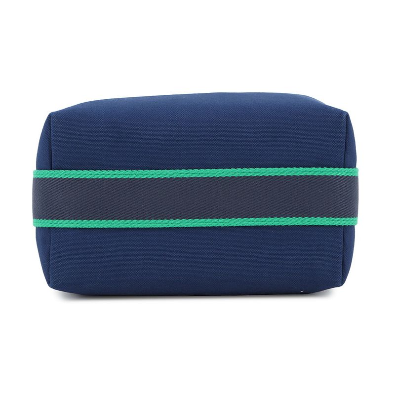 Hermes Pouch Bric-a-Brac PM Navy Green Silver Canvas Navygreen
