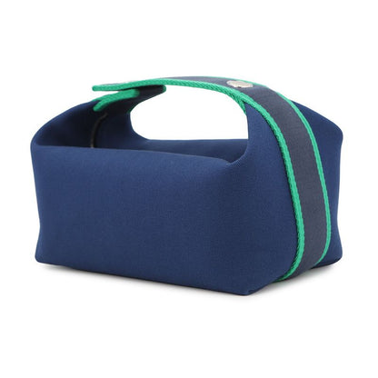Hermes Pouch Bric-a-Brac PM Navy Green Silver Canvas Navygreen