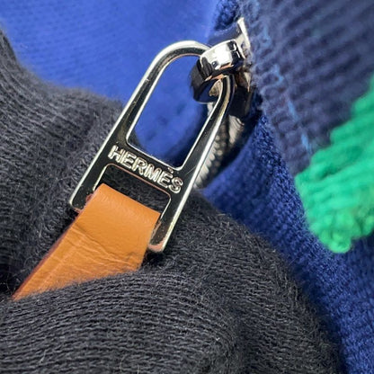 Hermes Pouch Bric-a-Brac PM Navy Green Silver Canvas Navygreen