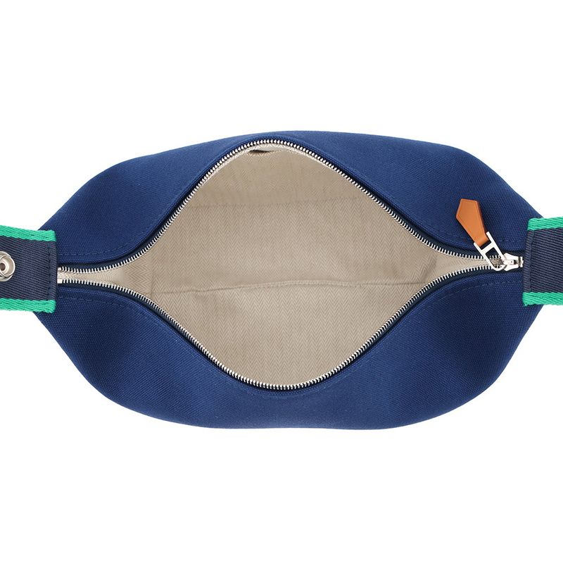 Hermes Pouch Bric-a-Brac PM Navy Green Silver Canvas Navygreen