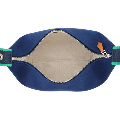 Hermes Pouch Bric-a-Brac PM Navy Green Silver Canvas Navygreen